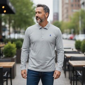 B Draddy USA Polo Pima Stretch Long Sleeve The Weston Golf Club Shirt Sz Med.